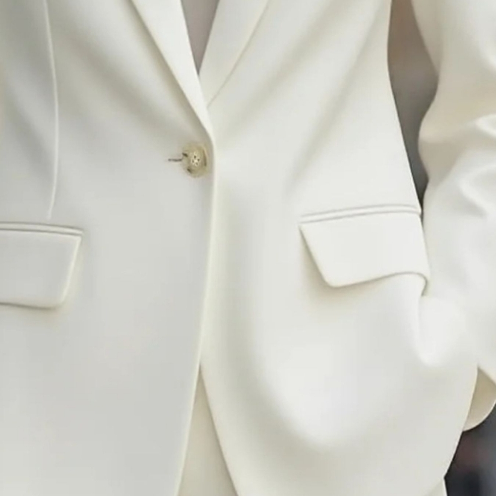 Stylish Ivory One Button Blazer - Picture 2 of 8